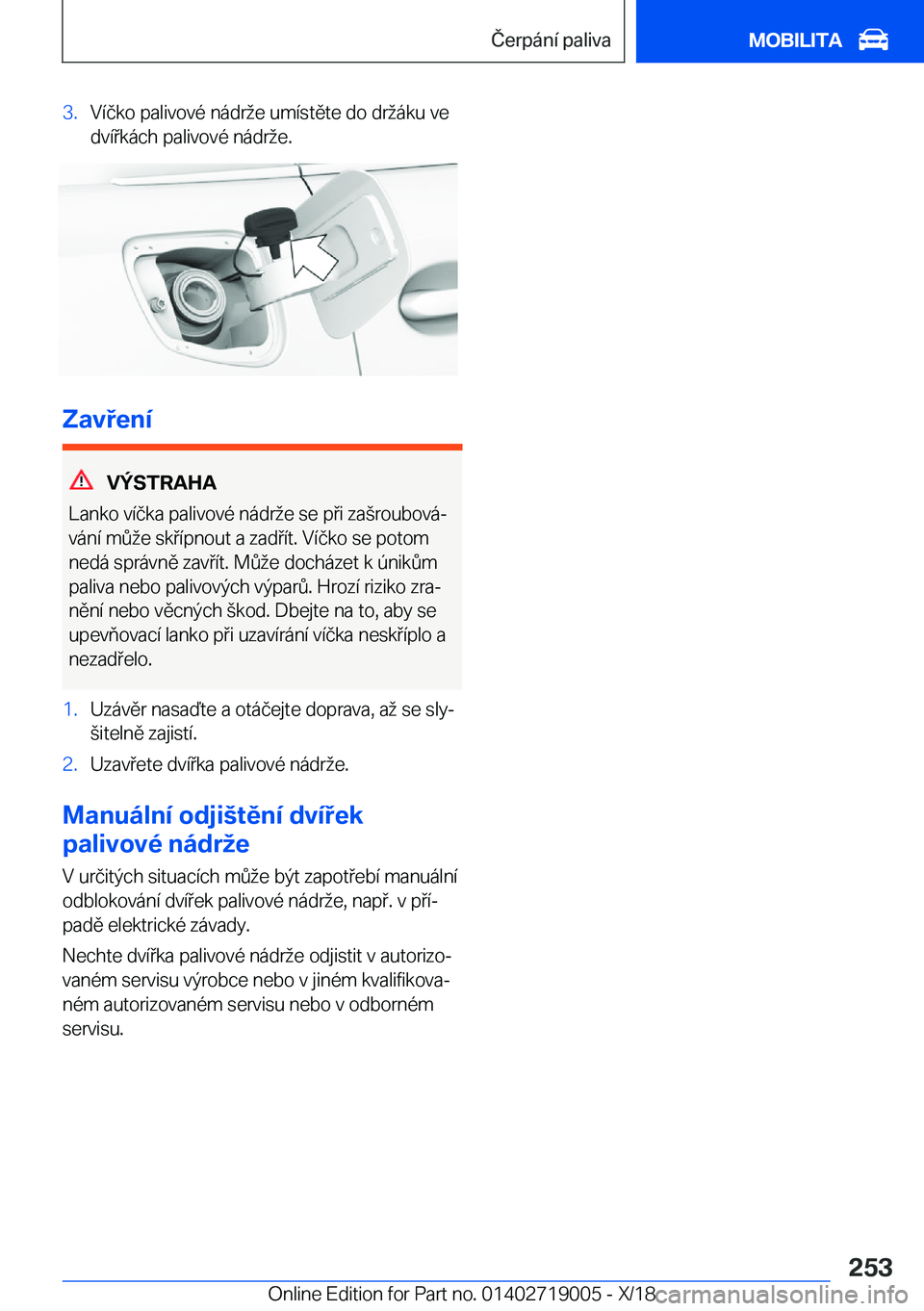 BMW Z4 2019  Návod na použití (in Czech) �3�.�V�