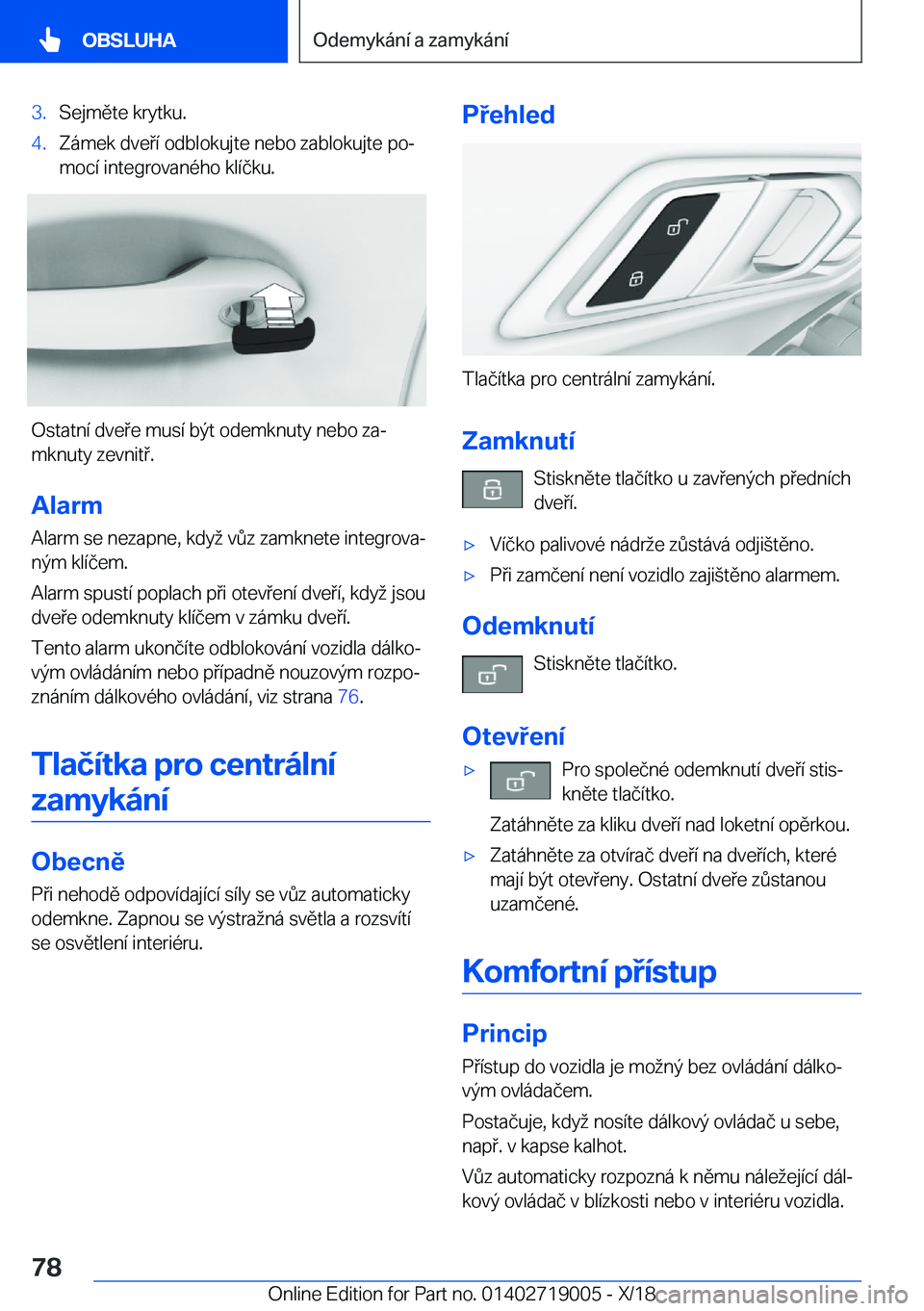 BMW Z4 2019  Návod na použití (in Czech) �3�.�S�e�j�m�