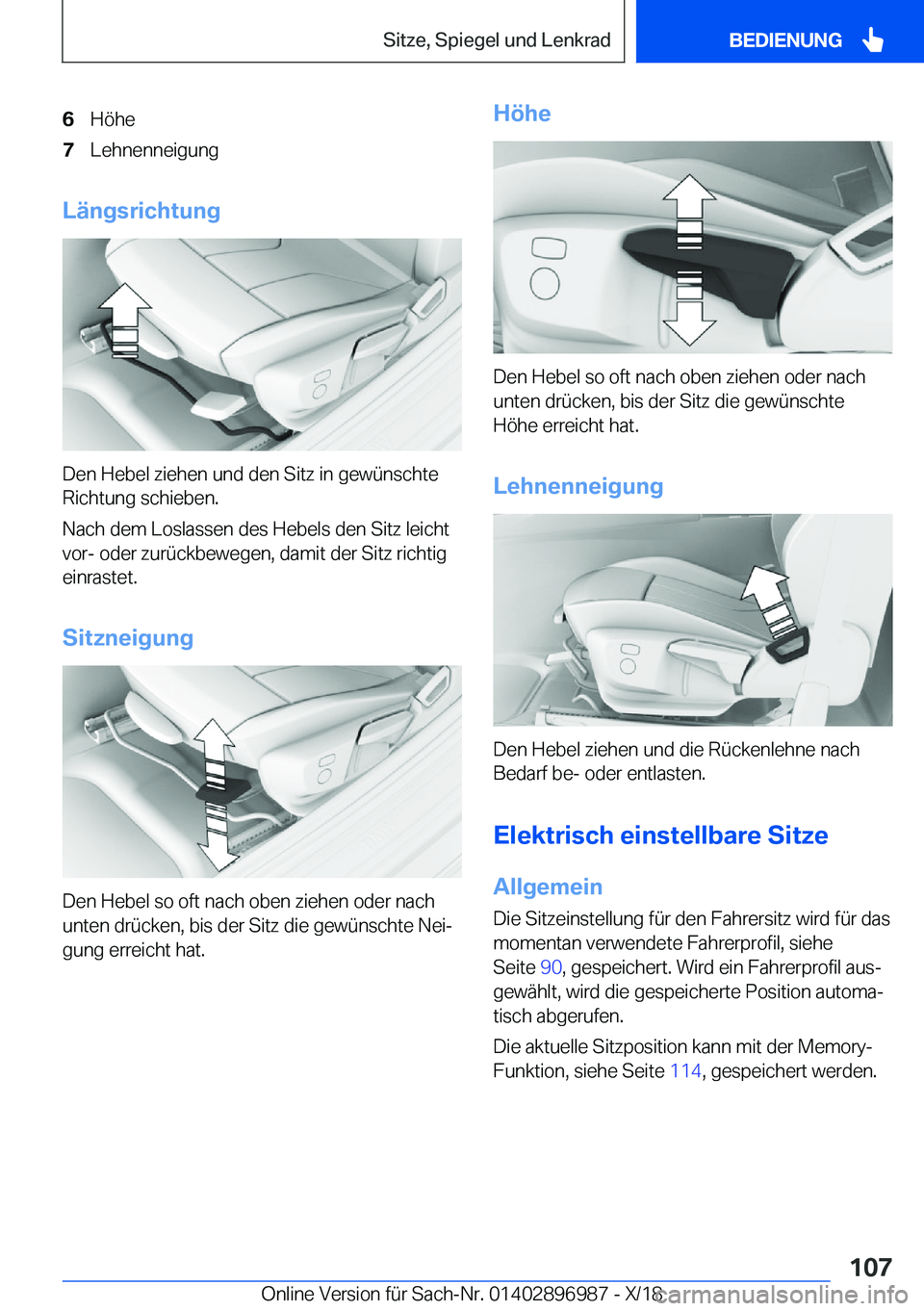 BMW Z4 2019  Betriebsanleitungen (in German) �6�H�