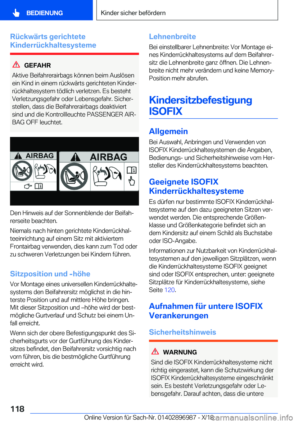 BMW Z4 2019  Betriebsanleitungen (in German) �R�