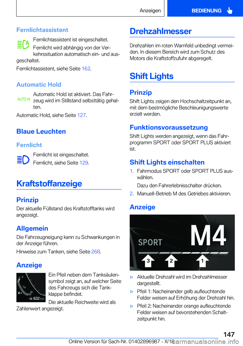 BMW Z4 2019  Betriebsanleitungen (in German) �F�e�r�n�l�i�c�h�t�a�s�s�i�s�t�e�n�t�F�e�r�n�l�i�c�h�t�a�s�s�i�s�t�e�n�t��i�s�t��e�i�n�g�e�s�c�h�a�l�t�e�t�.
�F�e�r�n�l�i�c�h�t��w�i�r�d��a�b�h�