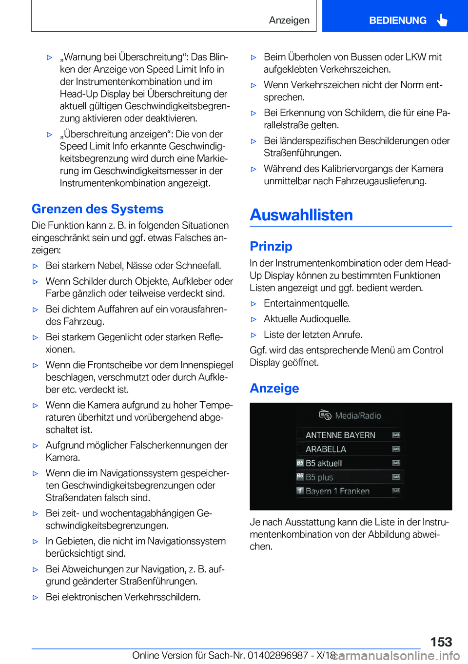BMW Z4 2019  Betriebsanleitungen (in German) xx�W�a�r�n�u�n�g��b�e�i��