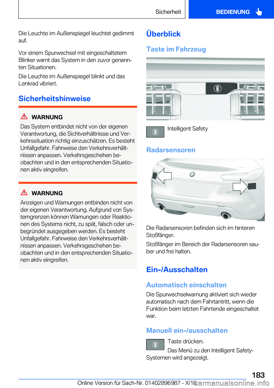 BMW Z4 2019  Betriebsanleitungen (in German) �D�i�e��L�e�u�c�h�t�e��i�m��A�u�