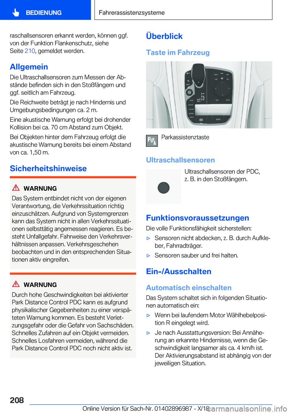 BMW Z4 2019  Betriebsanleitungen (in German) �r�a�s�c�h�a�l�l�s�e�n�s�o�r�e�n��e�r�k�a�n�n�t��w�e�r�d�e�n�,��k�