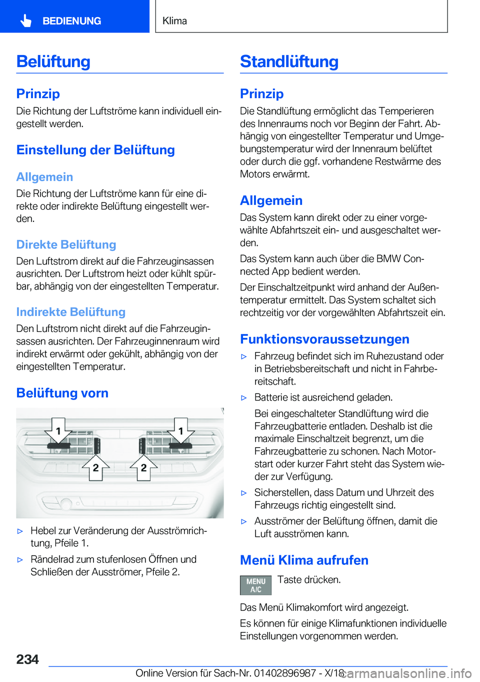 BMW Z4 2019  Betriebsanleitungen (in German) �B�e�l�