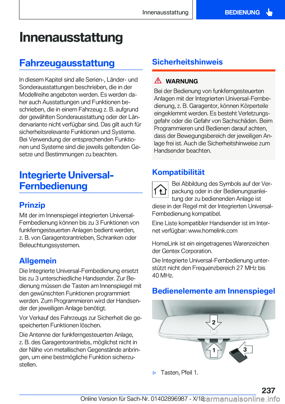 BMW Z4 2019  Betriebsanleitungen (in German) �I�n�n�e�n�a�u�s�s�t�a�t�t�u�n�g�F�a�h�r�z�e�u�g�a�u�s�s�t�a�t�t�u�n�g
�I�n��d�i�e�s�e�m��K�a�p�i�t�e�l��s�i�n�d��a�l�l�e��S�e�r�i�e�n�-�,��L�