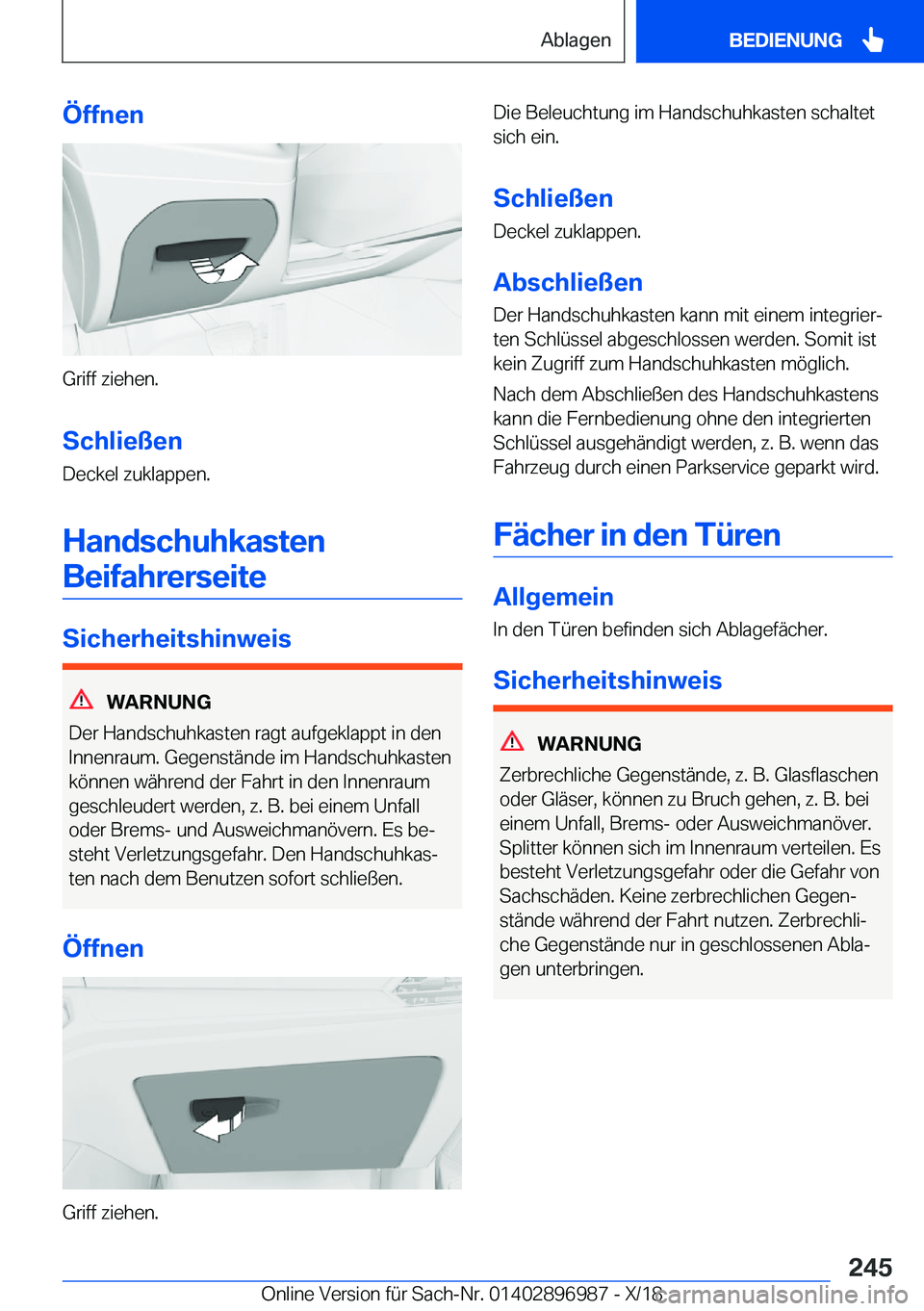 BMW Z4 2019  Betriebsanleitungen (in German) �