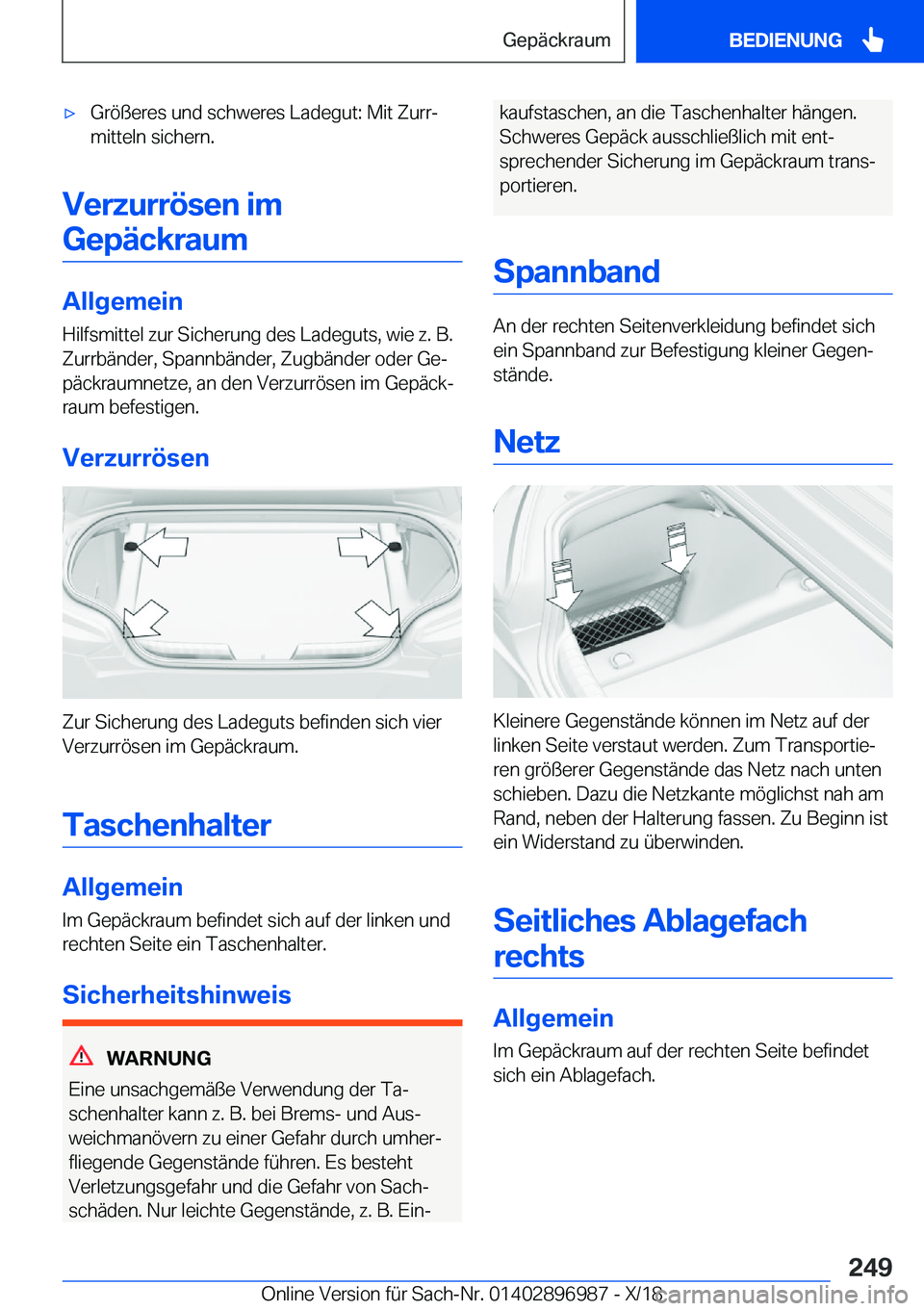 BMW Z4 2019  Betriebsanleitungen (in German) x�G�r�