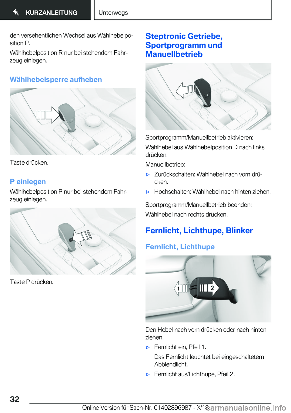 BMW Z4 2019  Betriebsanleitungen (in German) �d�e�n��v�e�r�s�e�h�e�n�t�l�i�c�h�e�n��W�e�c�h�s�e�l��a�u�s��W�