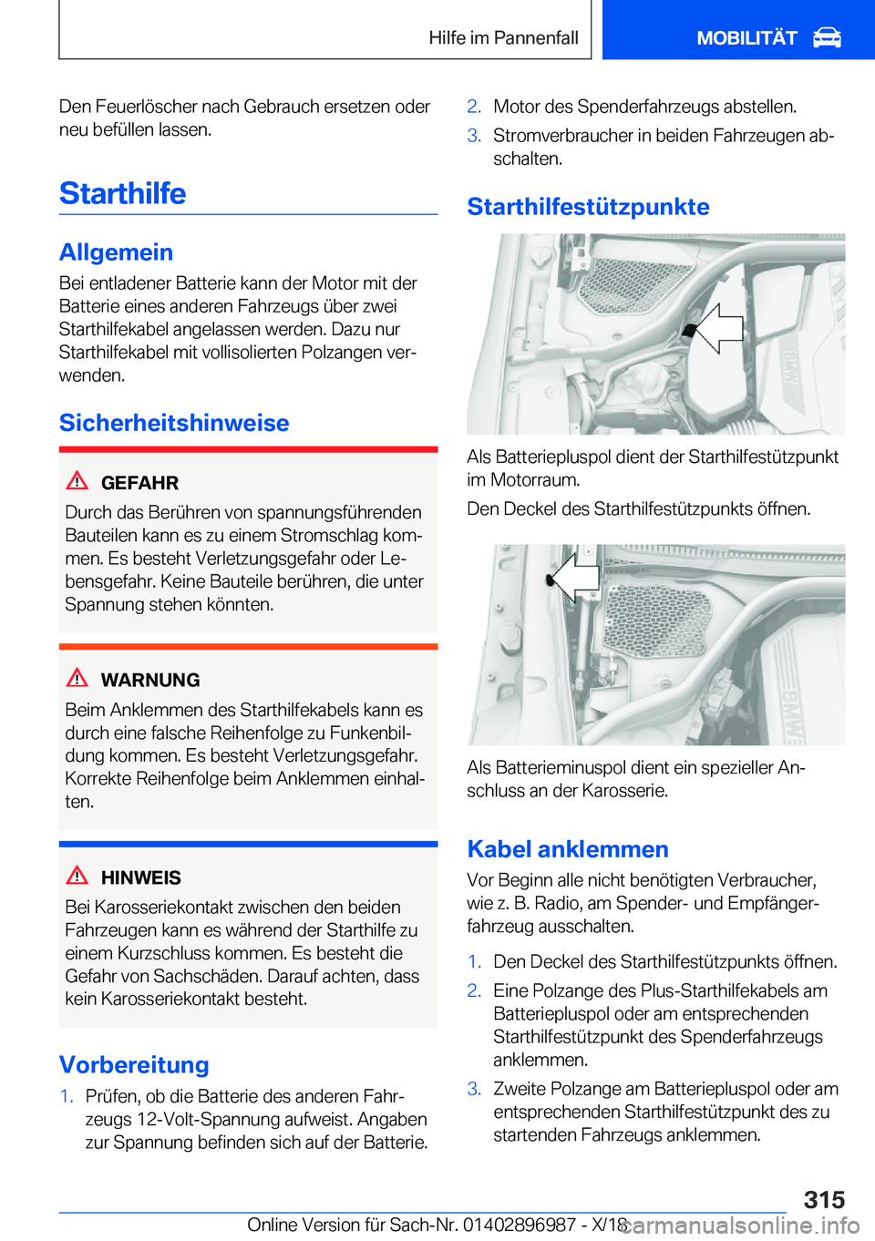 BMW Z4 2019  Betriebsanleitungen (in German) �D�e�n��F�e�u�e�r�l�