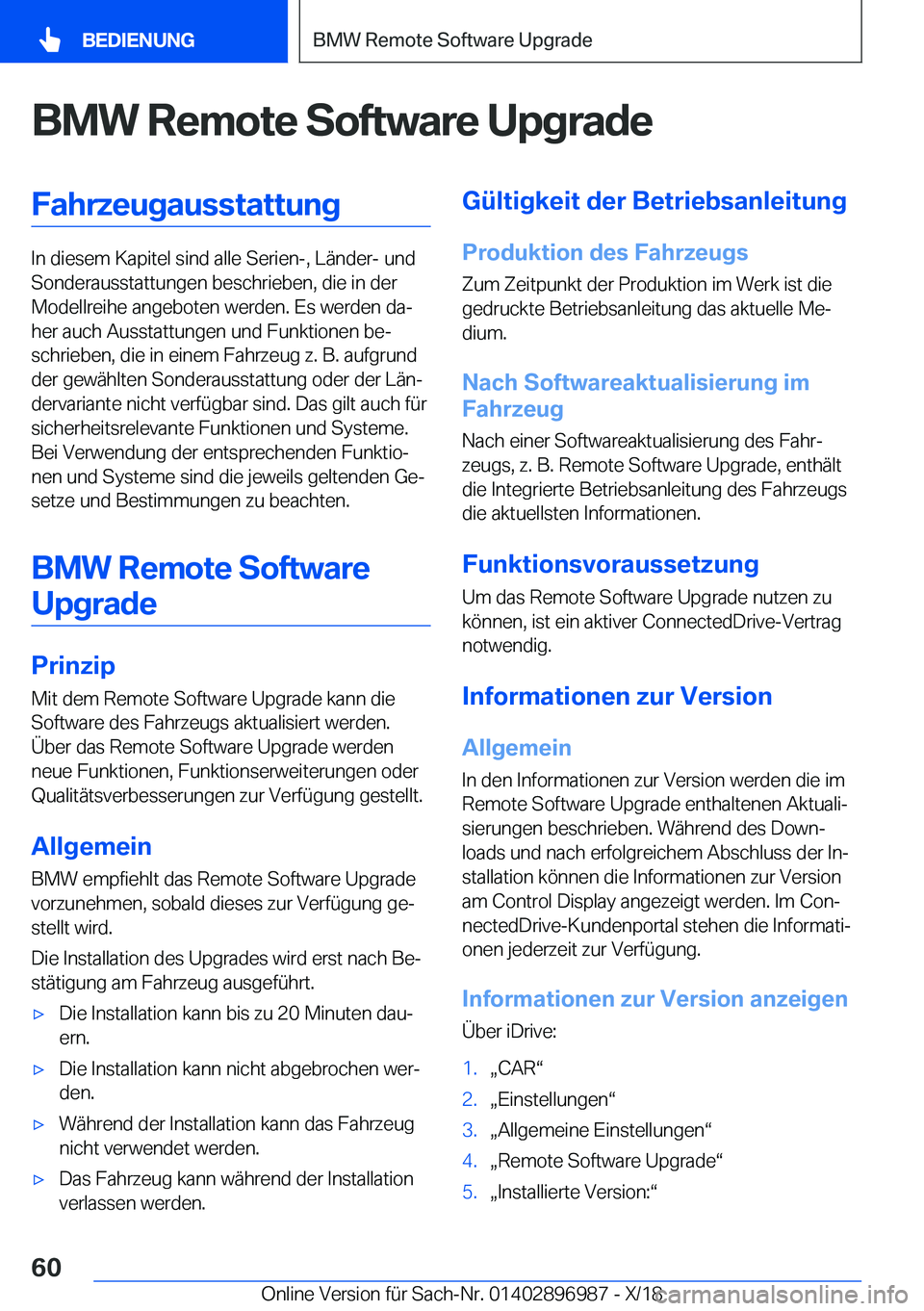 BMW Z4 2019  Betriebsanleitungen (in German) �B�M�W��R�e�m�o�t�e��S�o�f�t�w�a�r�e��U�p�g�r�a�d�e�F�a�h�r�z�e�u�g�a�u�s�s�t�a�t�t�u�n�g
�I�n��d�i�e�s�e�m��K�a�p�i�t�e�l��s�i�n�d��a�l�l�e��S�e�r�i�e�n�-�,��L�