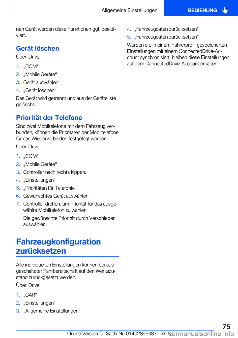 BMW Z4 2019  Betriebsanleitungen (in German) �n�e�n��G�e�r�