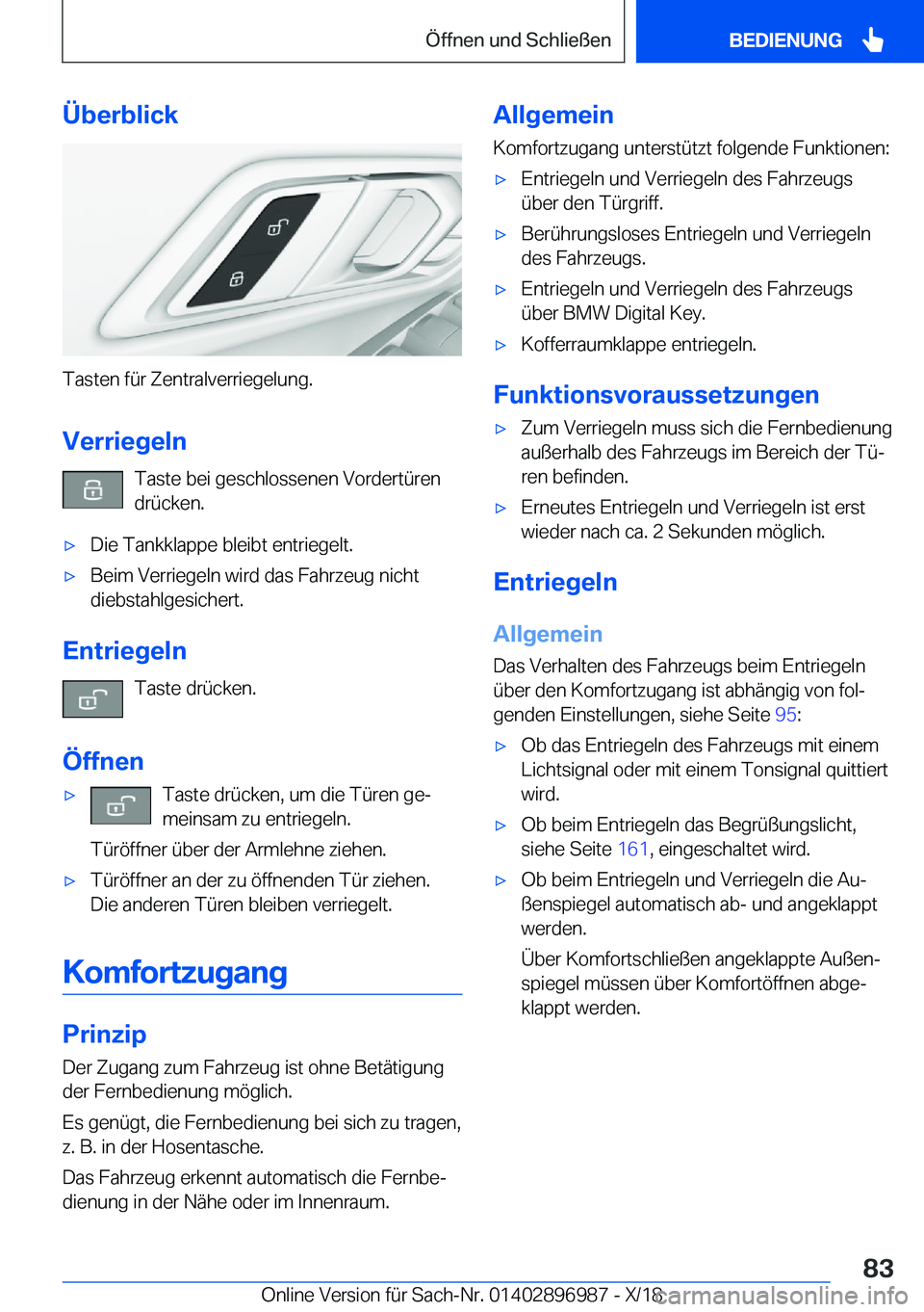BMW Z4 2019  Betriebsanleitungen (in German) �