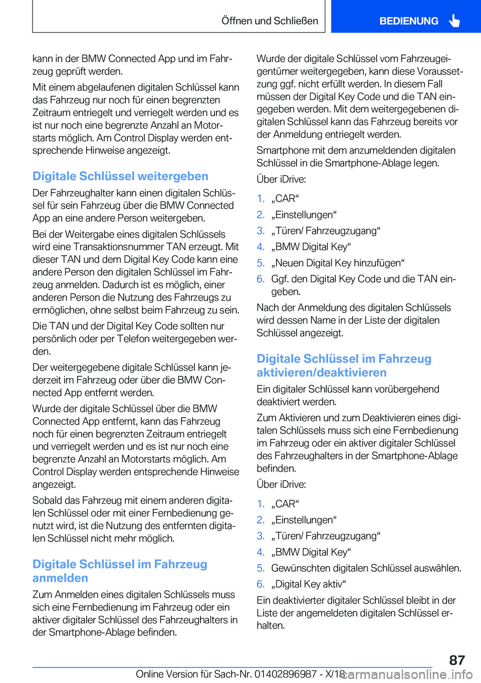 BMW Z4 2019  Betriebsanleitungen (in German) �k�a�n�n��i�n��d�e�r��B�M�W��C�o�n�n�e�c�t�e�d��A�p�p��u�n�d��i�m��F�a�h�rj�z�e�u�g��g�e�p�r�
