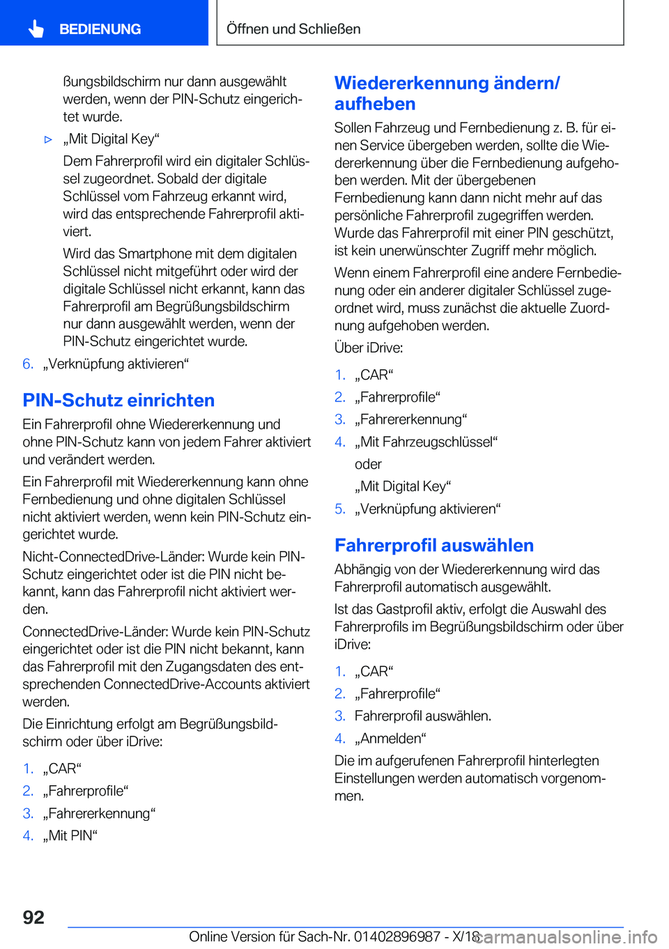BMW Z4 2019  Betriebsanleitungen (in German) �
