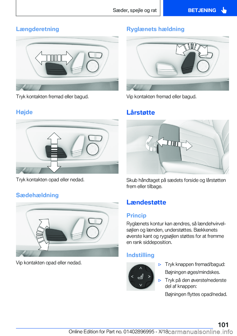 BMW Z4 2019  InstruktionsbØger (in Danish) �L�æ�n�g�d�e�r�e�t�n�i�n�g
�T�r�y�k��k�o�n�t�a�k�t�e�n��f�r�e�m�a�d��e�l�l�e�r��b�a�g�u�d�.�H�