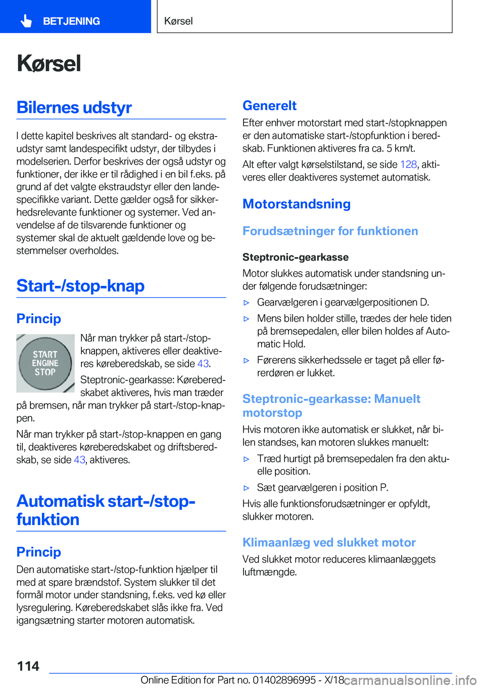 BMW Z4 2019  InstruktionsbØger (in Danish) �K�