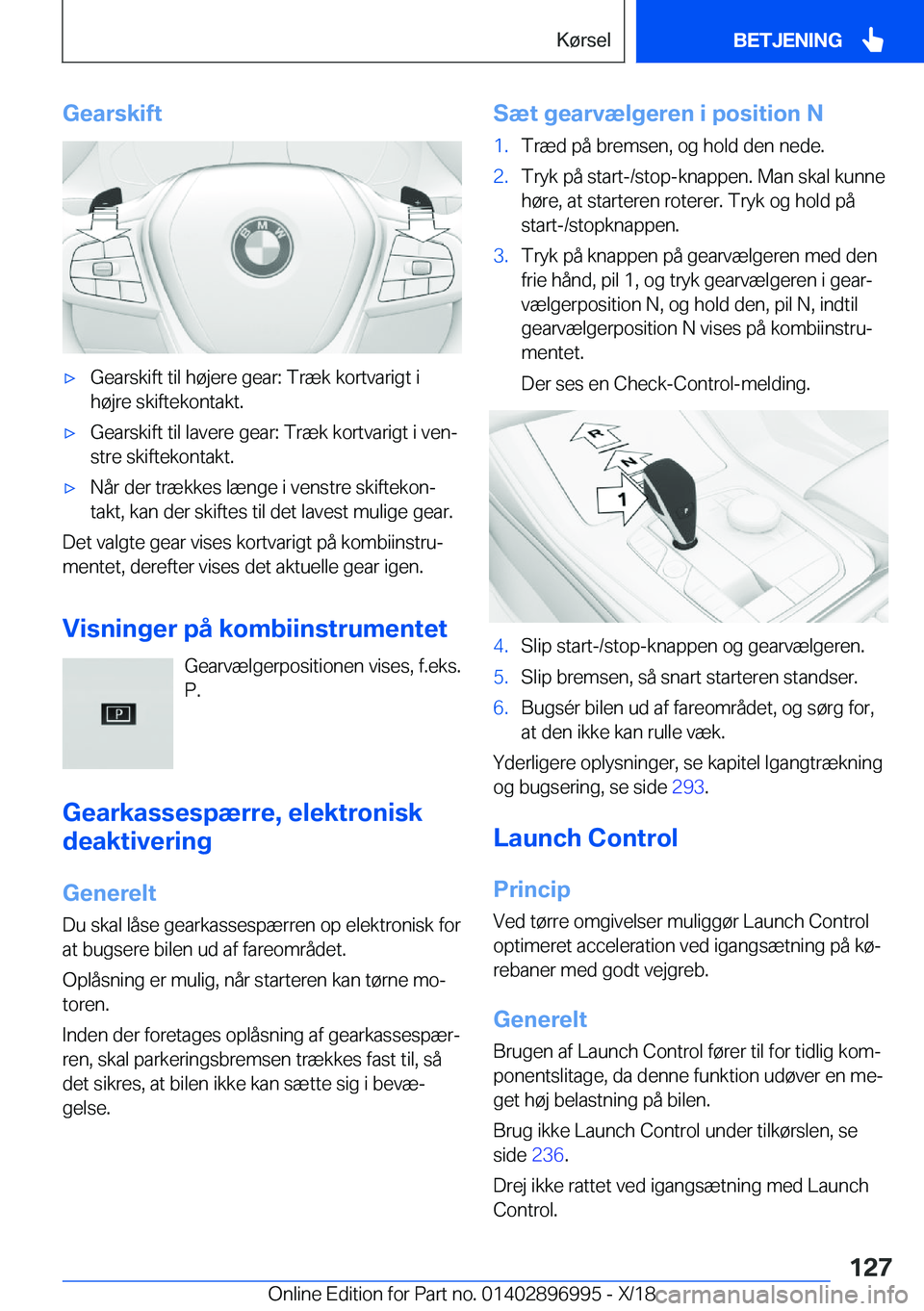 BMW Z4 2019  InstruktionsbØger (in Danish) �G�e�a�r�s�k�i�f�t'x�G�e�a�r�s�k�i�f�t��t�i�l��h�