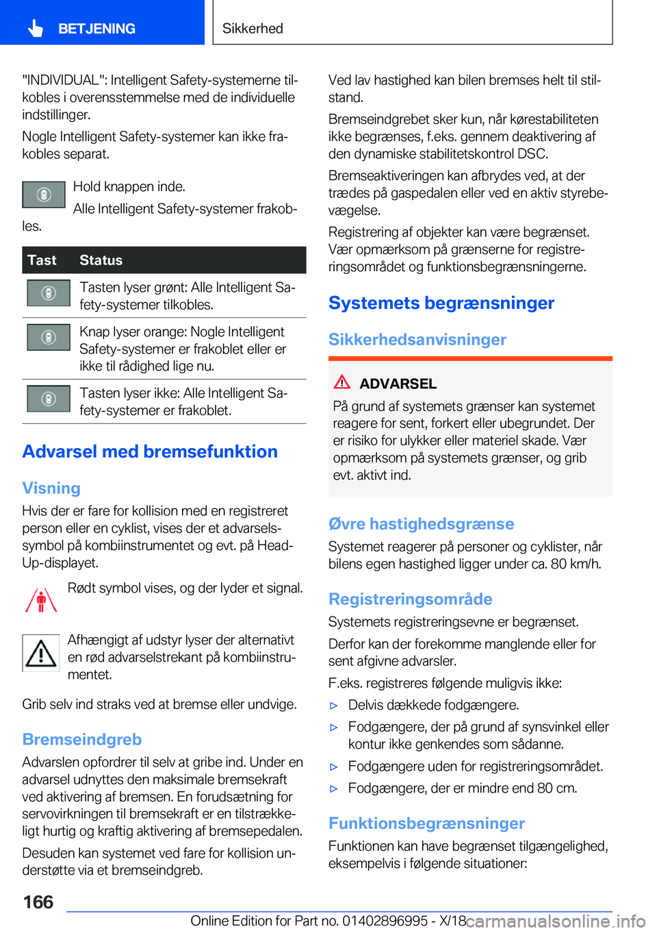BMW Z4 2019  InstruktionsbØger (in Danish) ��I�N�D�I�V�I�D�U�A�L��:��I�n�t�e�l�l�i�g�e�n�t��S�a�f�e�t�y�-�s�y�s�t�e�m�e�r�n�e��t�i�lj
�k�o�b�l�e�s��i��o�v�e�r�e�n�s�s�t�e�m�m�e�l�s�e��m�e�d��d�e��i�n�d�i�v�i�d�u�e�l�l�e �i�n�d�s�t�i