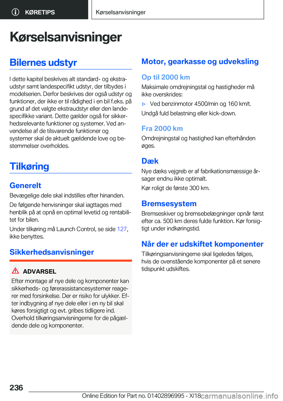 BMW Z4 2019  InstruktionsbØger (in Danish) �K�