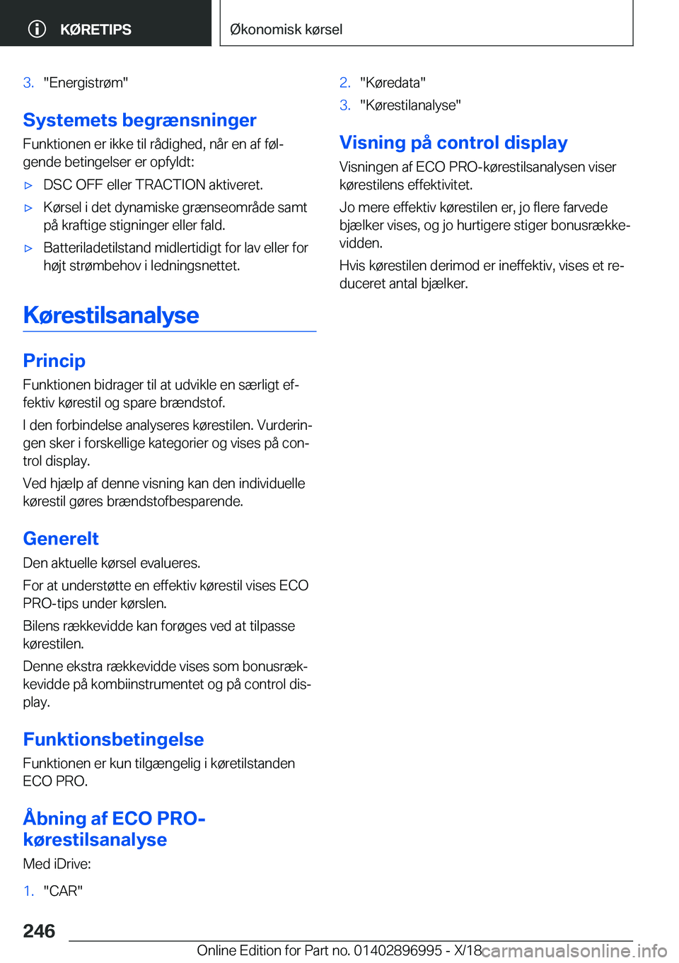 BMW Z4 2019  InstruktionsbØger (in Danish) �3�.��E�n�e�r�g�i�s�t�r�