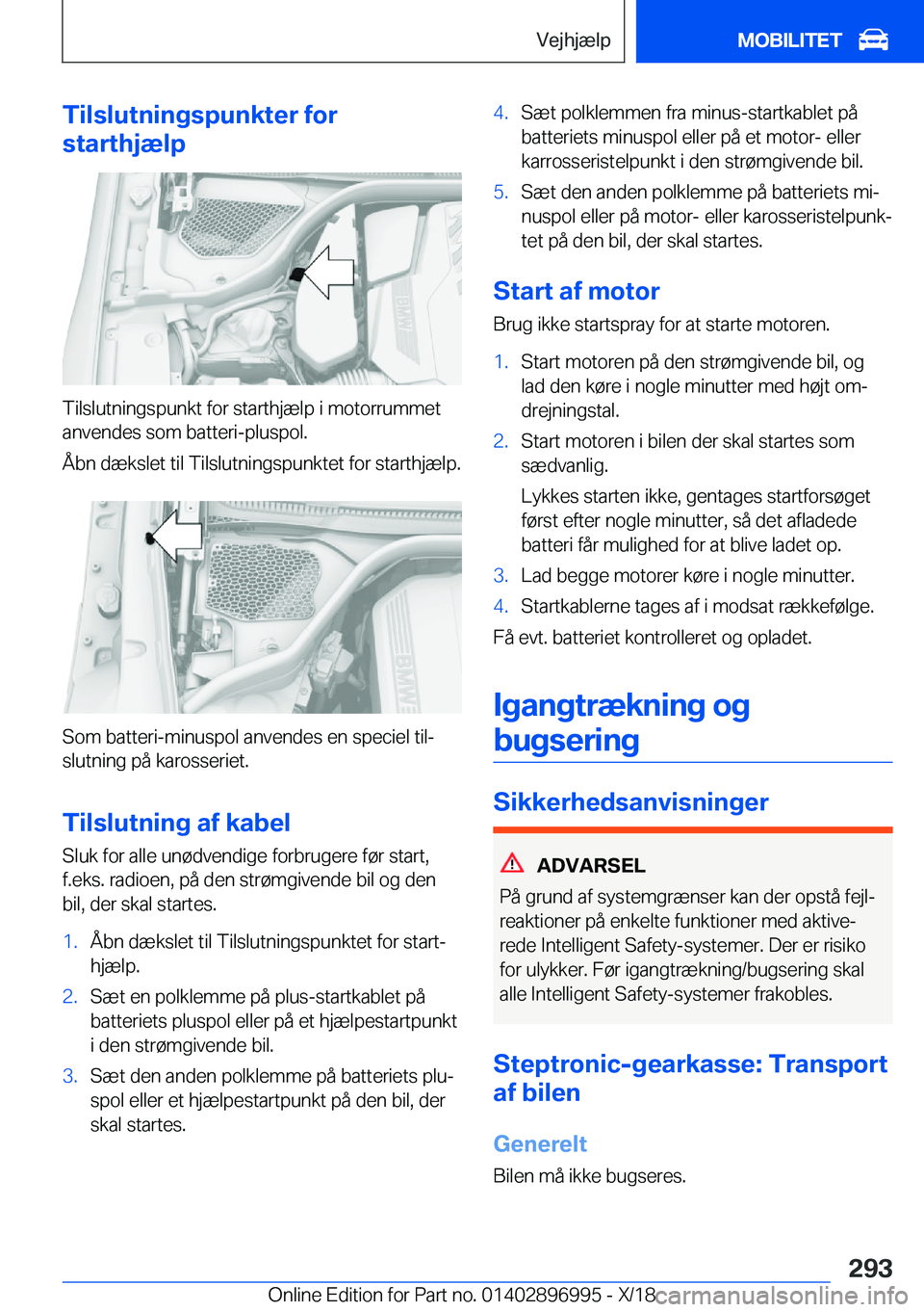 BMW Z4 2019  InstruktionsbØger (in Danish) �T�i�l�s�l�u�t�n�i�n�g�s�p�u�n�k�t�e�r��f�o�r
�s�t�a�r�t�h�j�æ�l�p
�T�i�l�s�l�u�t�n�i�n�g�s�p�u�n�k�t��f�o�r��s�t�a�r�t�h�j�æ�l�p��i��m�o�t�o�r�r�u�m�m�e�t
�a�n�v�e�n�d�e�s��s�o�m��b�a�t�t�e�