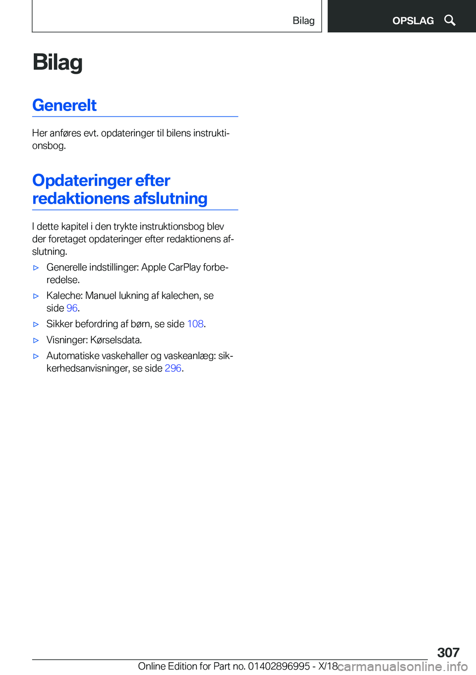 BMW Z4 2019  InstruktionsbØger (in Danish) �B�i�l�a�g�G�e�n�e�r�e�l�t
�H�e�r��a�n�f�