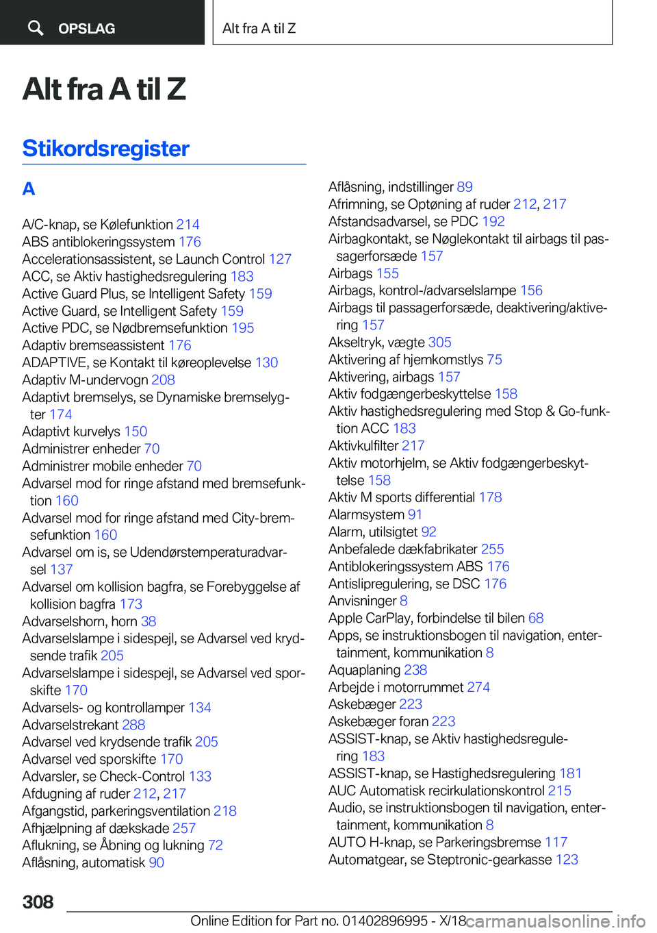 BMW Z4 2019  InstruktionsbØger (in Danish) �A�l�t��f�r�a��A��t�i�l��Z�S�t�i�k�o�r�d�s�r�e�g�i�s�t�e�r�A�A�/�C�-�k�n�a�p�,��s�e��K�