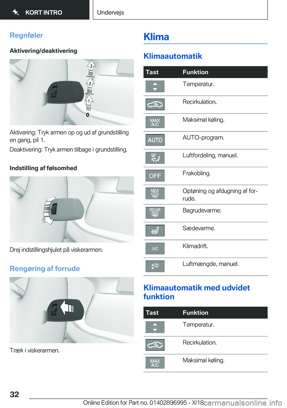 BMW Z4 2019  InstruktionsbØger (in Danish) �R�e�g�n�f�