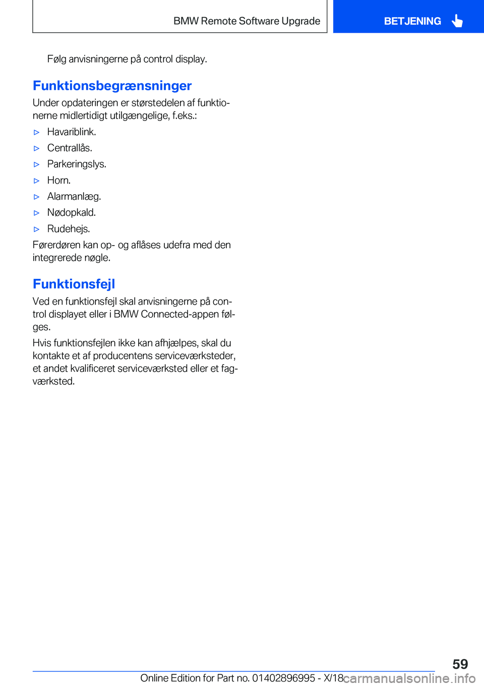 BMW Z4 2019  InstruktionsbØger (in Danish) �F�