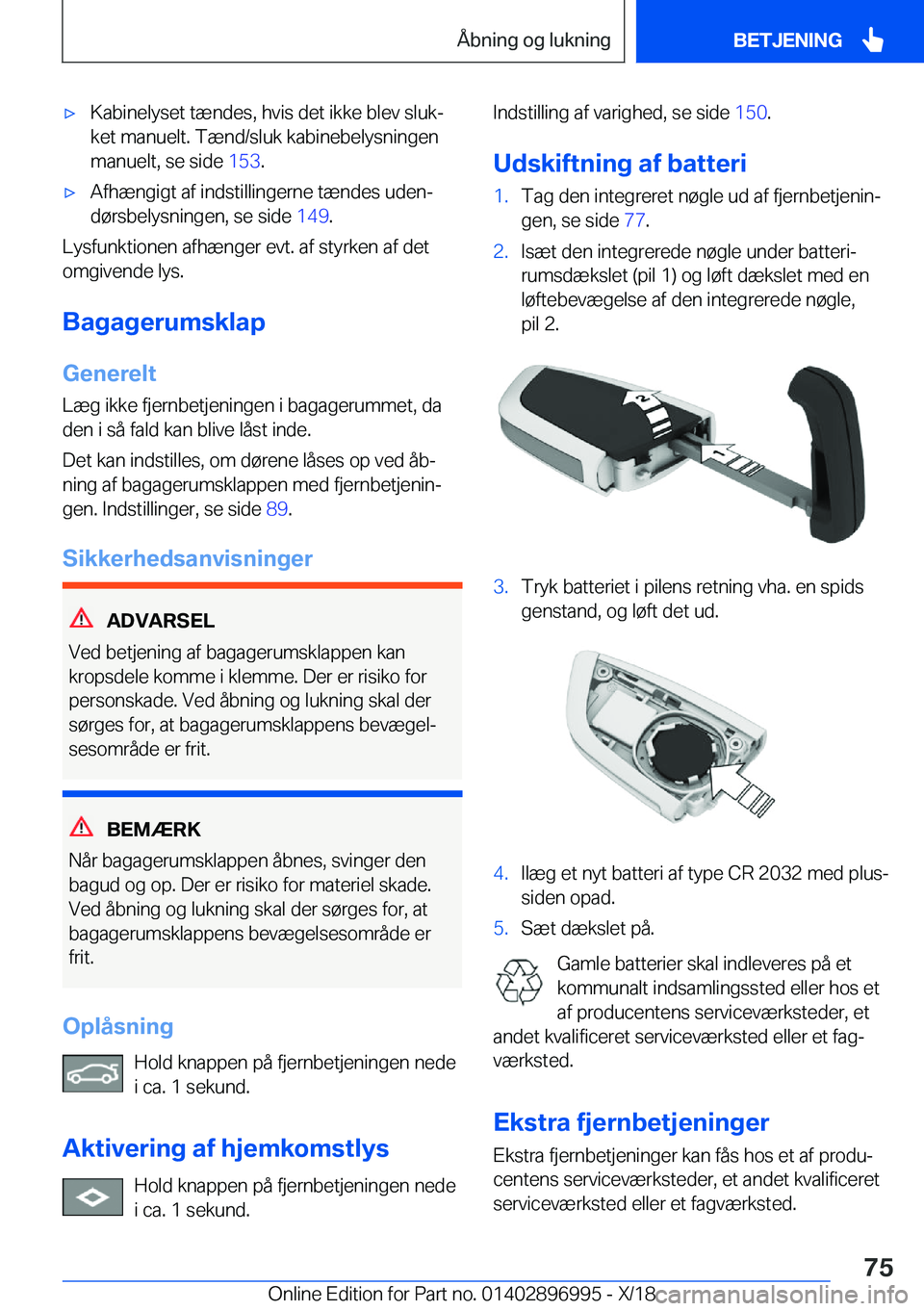 BMW Z4 2019  InstruktionsbØger (in Danish) 'x�K�a�b�i�n�e�l�y�s�e�t��t�æ�n�d�e�s�,��h�v�i�s��d�e�t��i�k�k�e��b�l�e�v��s�l�u�kj�k�e�t��m�a�n�u�e�l�t�.��T�æ�n�d�/�s�l�u�k��k�a�b�i�n�e�b�e�l�y�s�n�i�n�g�e�n�m�a�n�u�e�l�t�,��s�e�