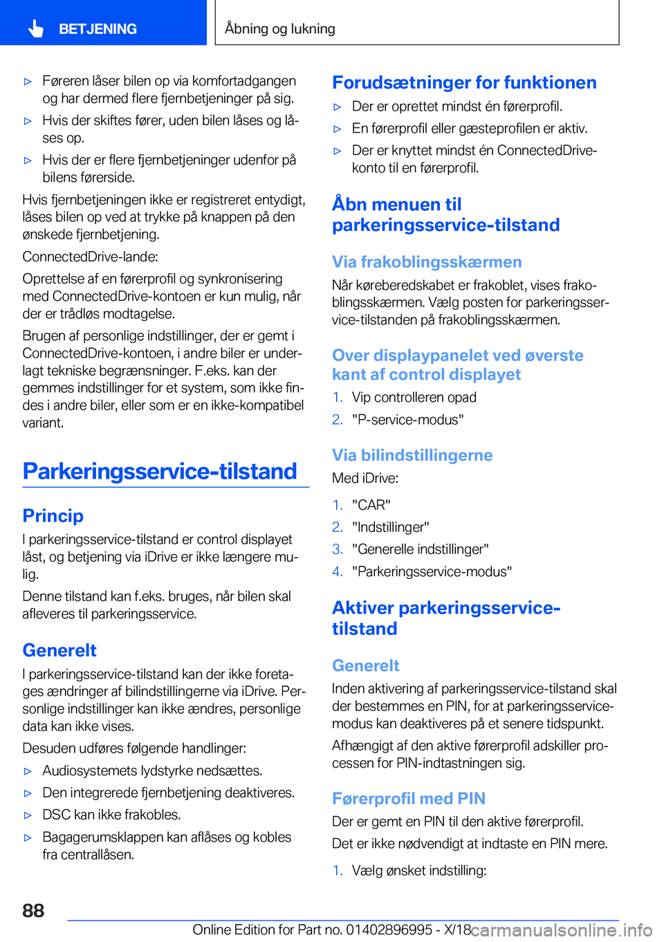 BMW Z4 2019  InstruktionsbØger (in Danish) 'x�F�