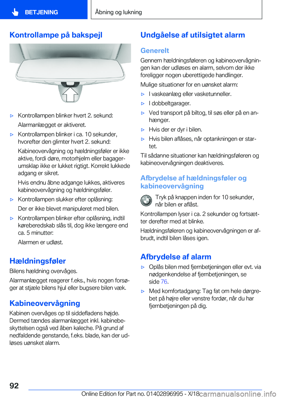 BMW Z4 2019  InstruktionsbØger (in Danish) �K�o�n�t�r�o�l�l�a�m�p�e��p�å��b�a�k�s�p�e�j�l'x�K�o�n�t�r�o�l�l�a�m�p�e�n��b�l�i�n�k�e�r��h�v�e�r�t��2�.��s�e�k�u�n�d�:�A�l�a�r�m�a�n�l�æ�g�g�e�t��e�r��a�k�t�i�v�e�r�e�t�.'x�K�o�n�t