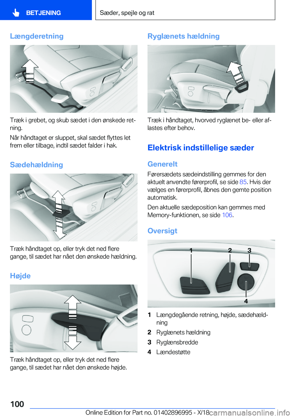BMW Z4 2019  InstruktionsbØger (in Danish) �L�æ�n�g�d�e�r�e�t�n�i�n�g
�T�r�æ�k��i��g�r�e�b�e�t�,��o�g��s�k�u�b��s�æ�d�e�t��i��d�e�n��