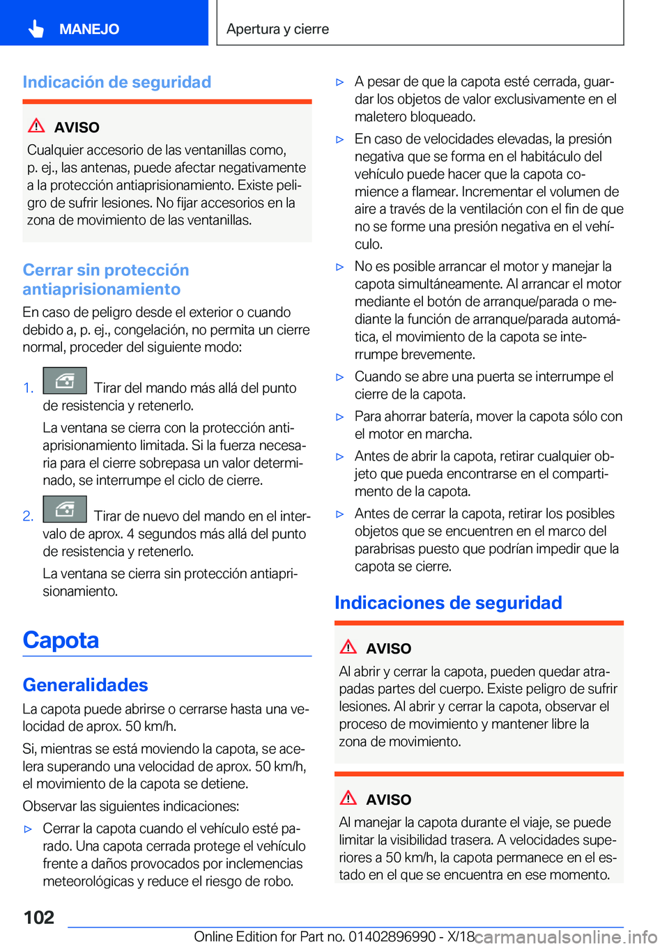 BMW Z4 2019  Manuales de Empleo (in Spanish) �I�n�d�i�c�a�c�i�