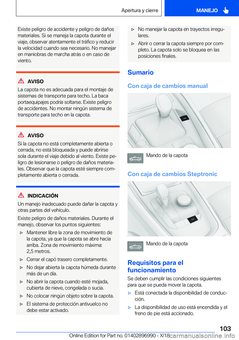 BMW Z4 2019  Manuales de Empleo (in Spanish) �E�x�i�s�t�e��p�e�l�i�g�r�o��d�e��a�c�c�i�d�e�n�t�e��y��p�e�l�i�g�r�o��d�e��d�a�