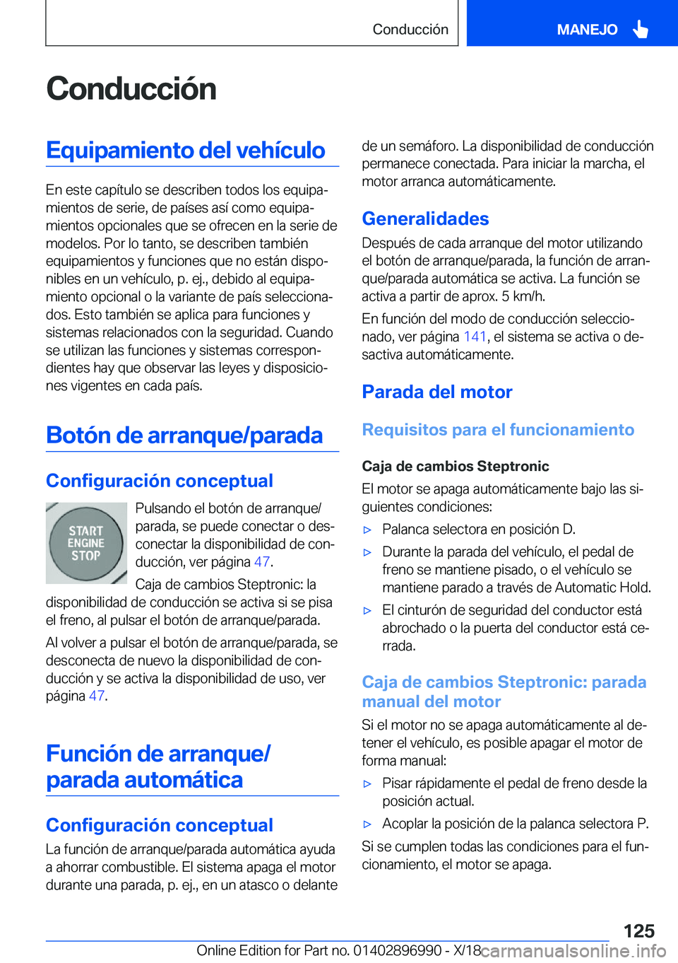 BMW Z4 2019  Manuales de Empleo (in Spanish) �C�o�n�d�u�c�c�i�