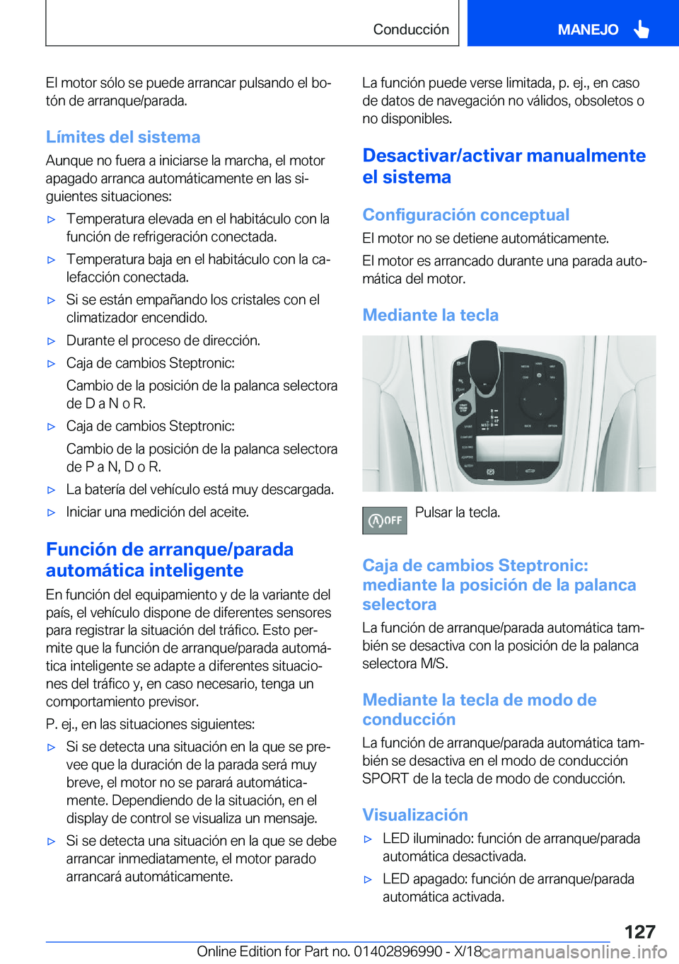 BMW Z4 2019  Manuales de Empleo (in Spanish) �E�l��m�o�t�o�r��s�