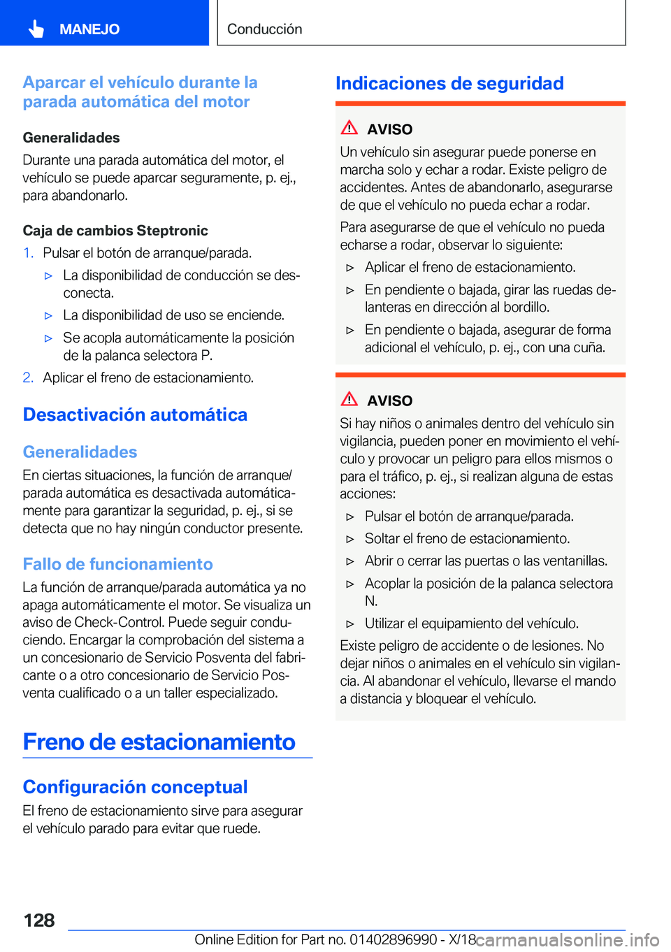 BMW Z4 2019  Manuales de Empleo (in Spanish) �A�p�a�r�c�a�r��e�l��v�e�h�
