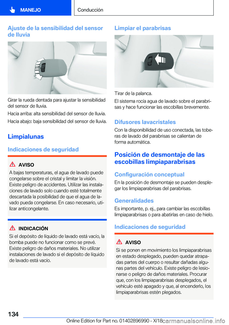BMW Z4 2019  Manuales de Empleo (in Spanish) �A�j�u�s�t�e��d�e��l�a��s�e�n�s�i�b�i�l�i�d�a�d��d�e�l��s�e�n�s�o�r
�d�e��l�l�u�v�i�a
�G�i�r�a�r��l�a��r�u�e�d�a��d�e�n�t�a�d�a��p�a�r�a��a�j�u�s�t�a�r��l�a��s�e�n�s�i�b�i�l�i�d�a�d
�d�e�