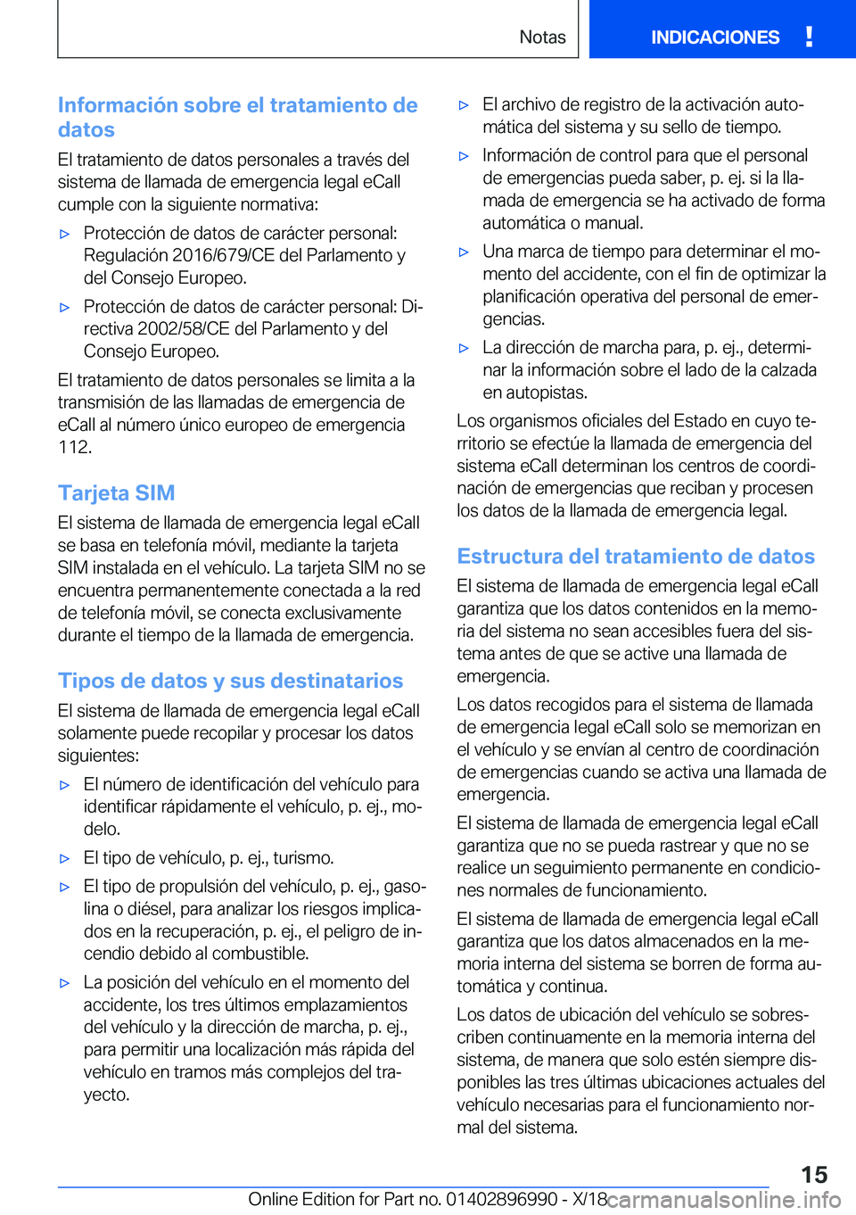 BMW Z4 2019  Manuales de Empleo (in Spanish) �I�n�f�o�r�m�a�c�i�