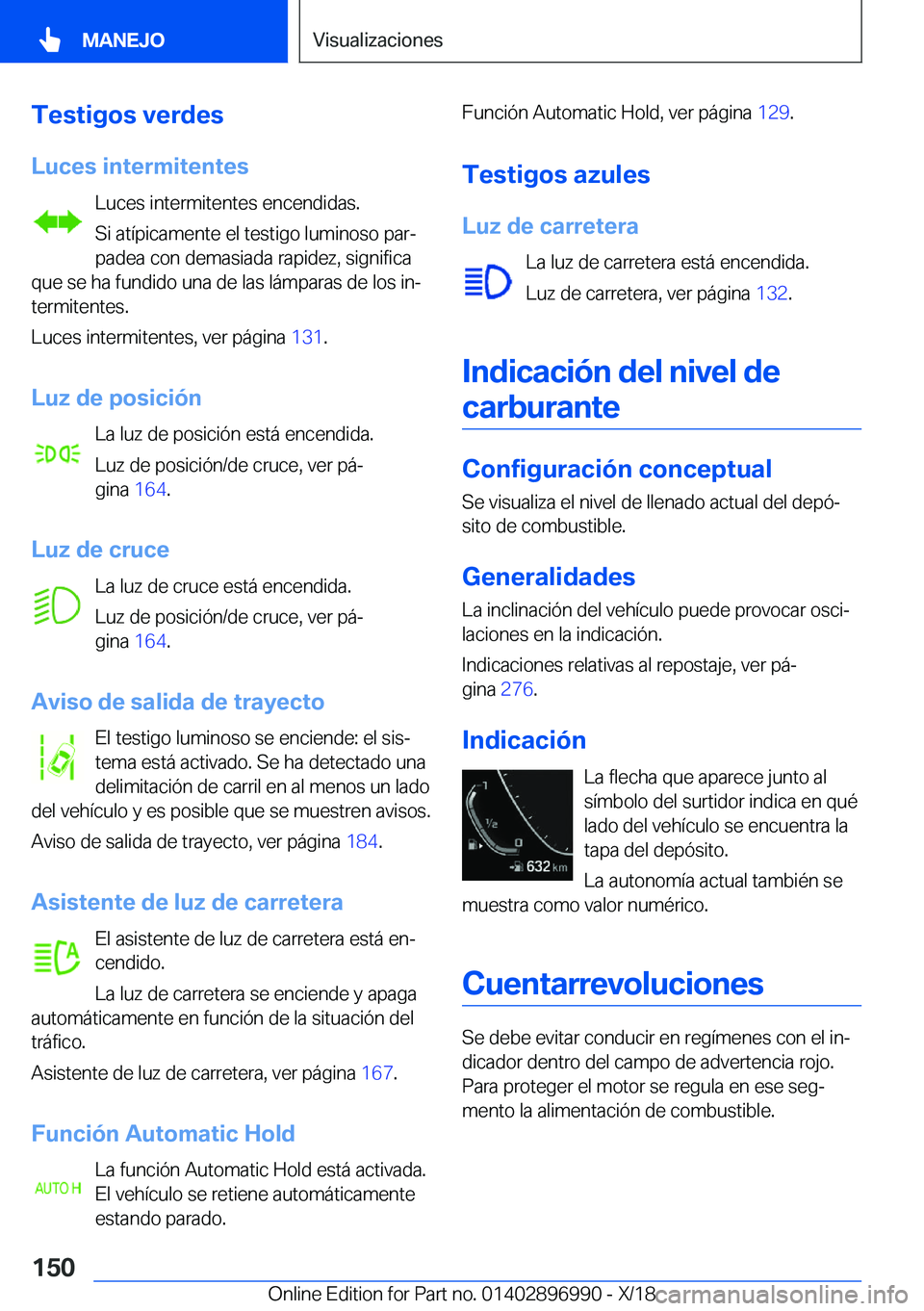 BMW Z4 2019  Manuales de Empleo (in Spanish) �T�e�s�t�i�g�o�s��v�e�r�d�e�s
�L�u�c�e�s��i�n�t�e�r�m�i�t�e�n�t�e�s �L�u�c�e�s��i�n�t�e�r�m�i�t�e�n�t�e�s��e�n�c�e�n�d�i�d�a�s�.
�S�i��a�t�