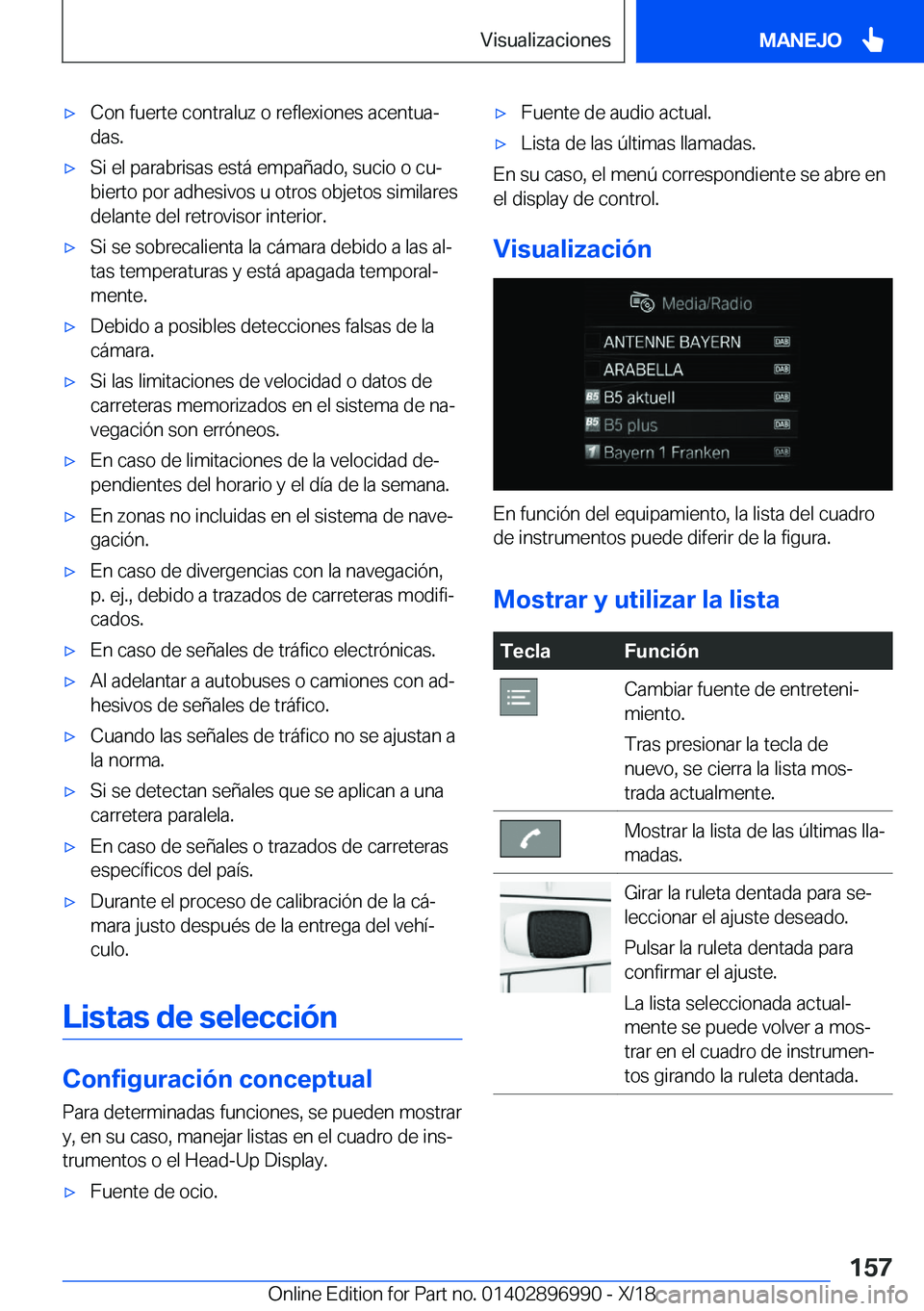 BMW Z4 2019  Manuales de Empleo (in Spanish) x�C�o�n��f�u�e�r�t�e��c�o�n�t�r�a�l�u�z��o��r�e�f�l�e�x�i�o�n�e�s��a�c�e�n�t�u�aª�d�a�s�.x�S�i��e�l��p�a�r�a�b�r�i�s�a�s��e�s�t�