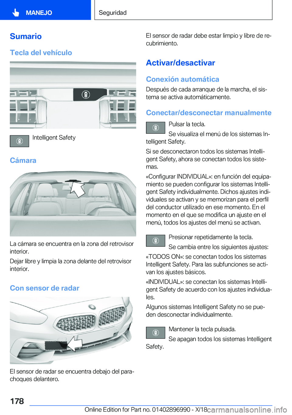 BMW Z4 2019  Manuales de Empleo (in Spanish) �S�u�m�a�r�i�o�T�e�c�l�a��d�e�l��v�e�h�