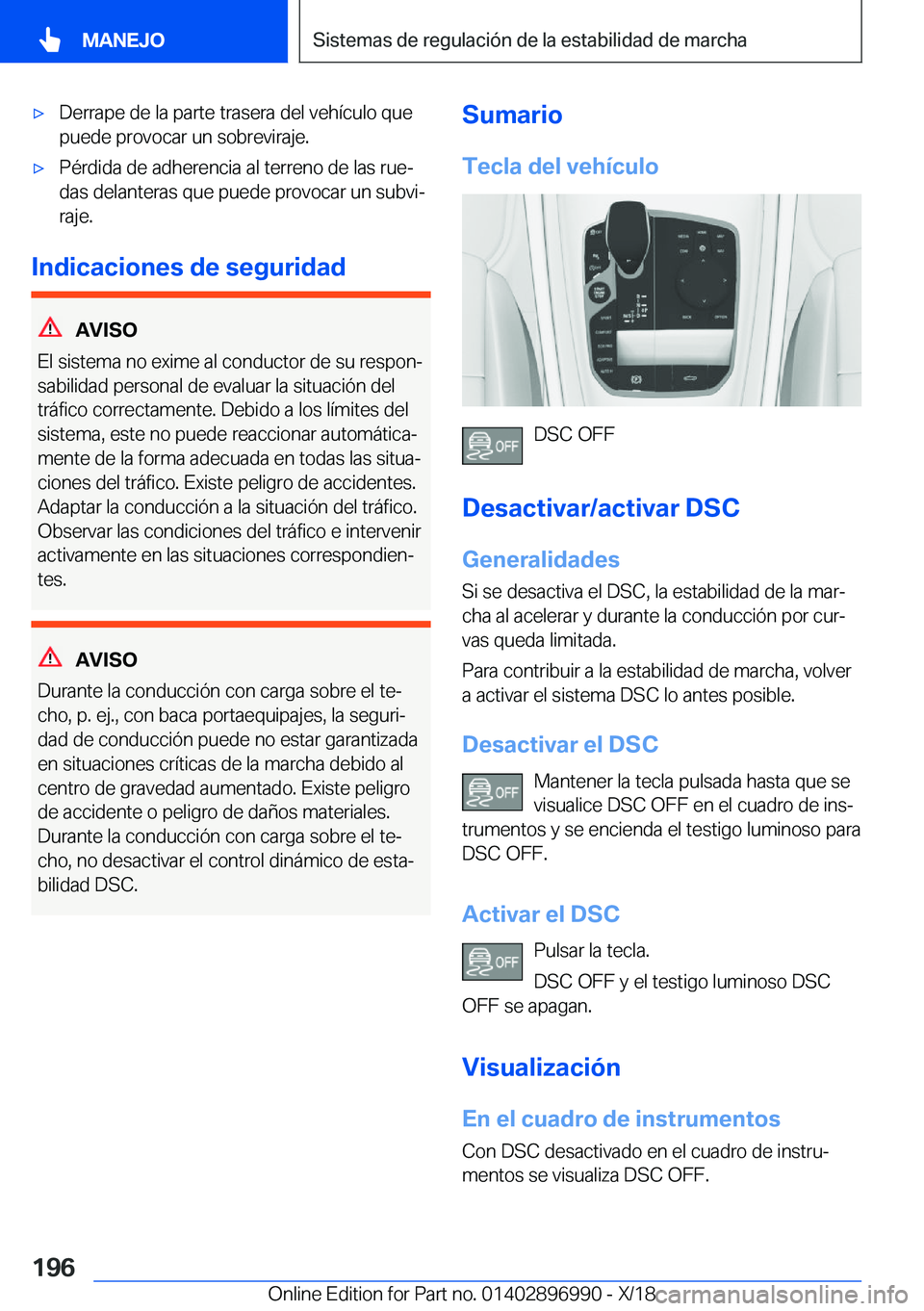 BMW Z4 2019  Manuales de Empleo (in Spanish) x�D�e�r�r�a�p�e��d�e��l�a��p�a�r�t�e��t�r�a�s�e�r�a��d�e�l��v�e�h�
