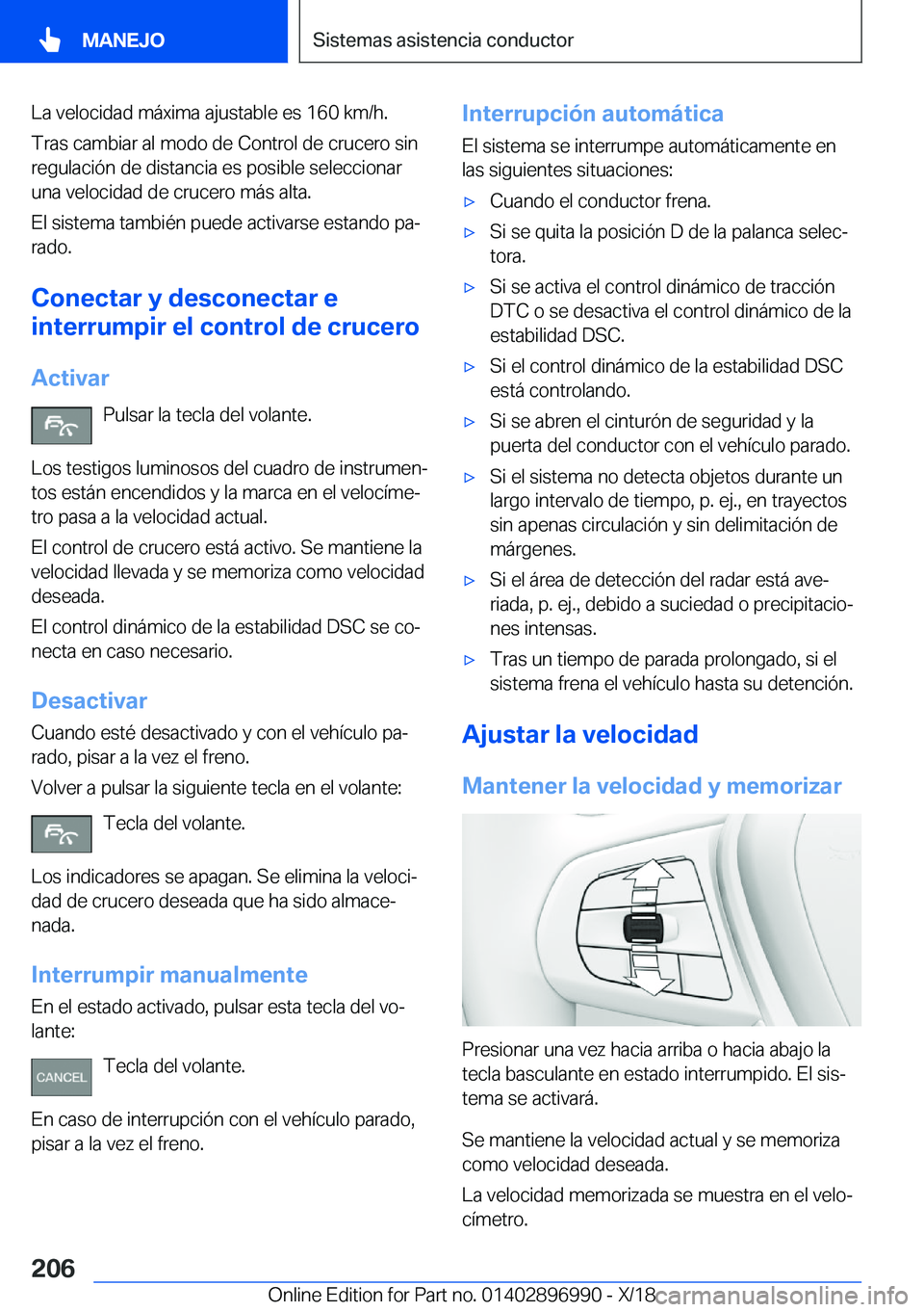 BMW Z4 2019  Manuales de Empleo (in Spanish) �L�a��v�e�l�o�c�i�d�a�d��m�