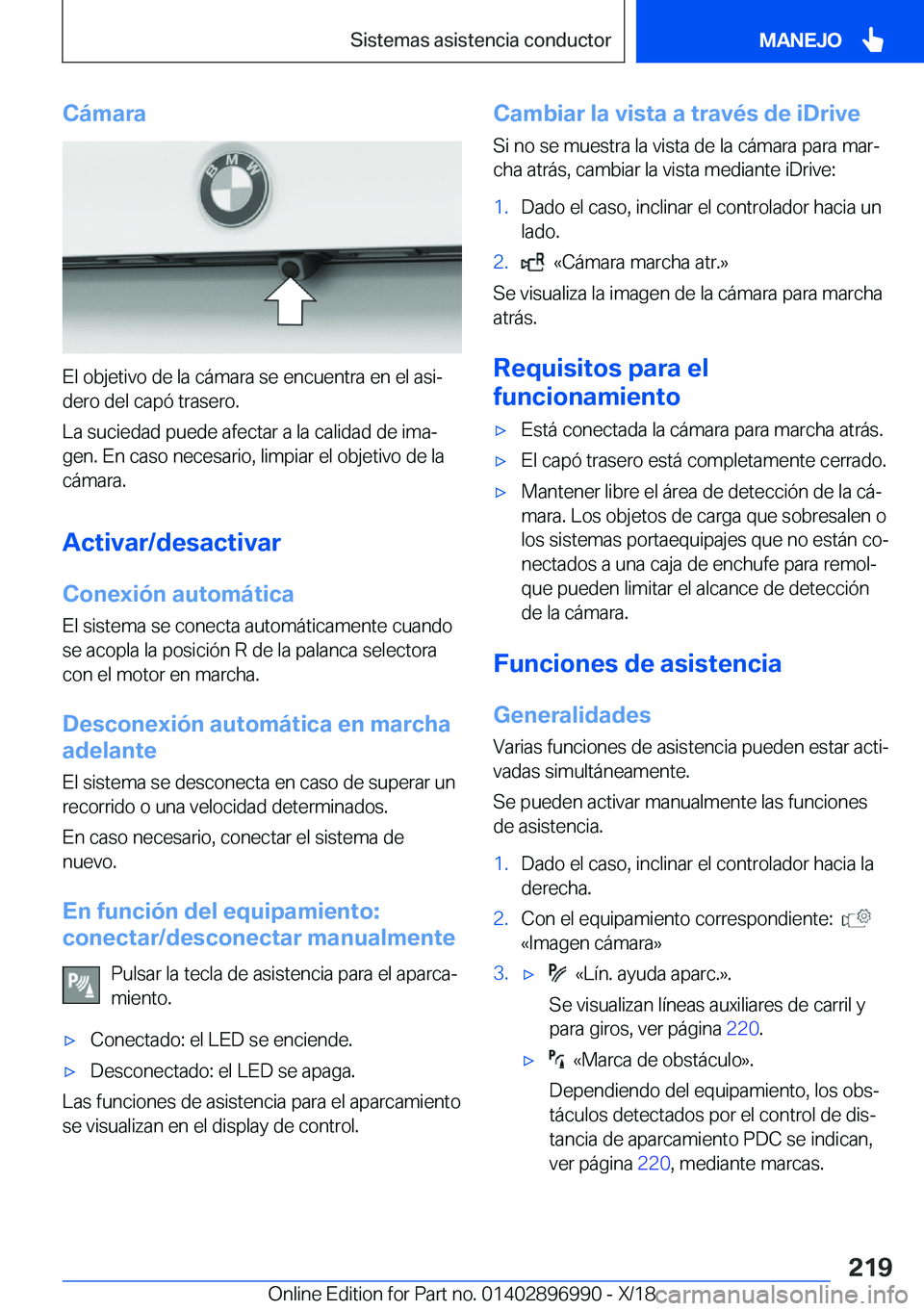 BMW Z4 2019  Manuales de Empleo (in Spanish) �C�