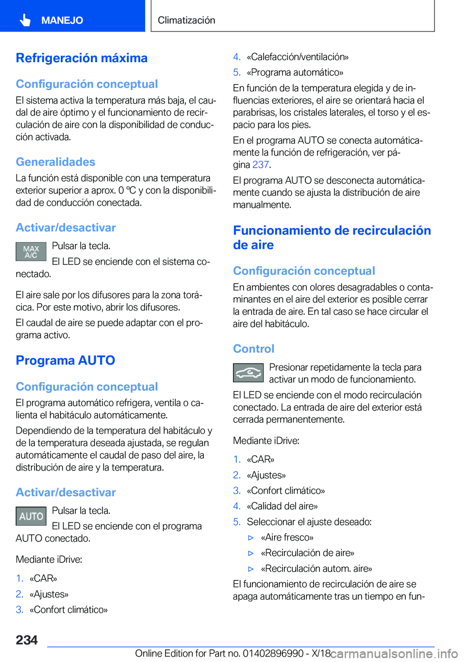 BMW Z4 2019  Manuales de Empleo (in Spanish) �R�e�f�r�i�g�e�r�a�c�i�