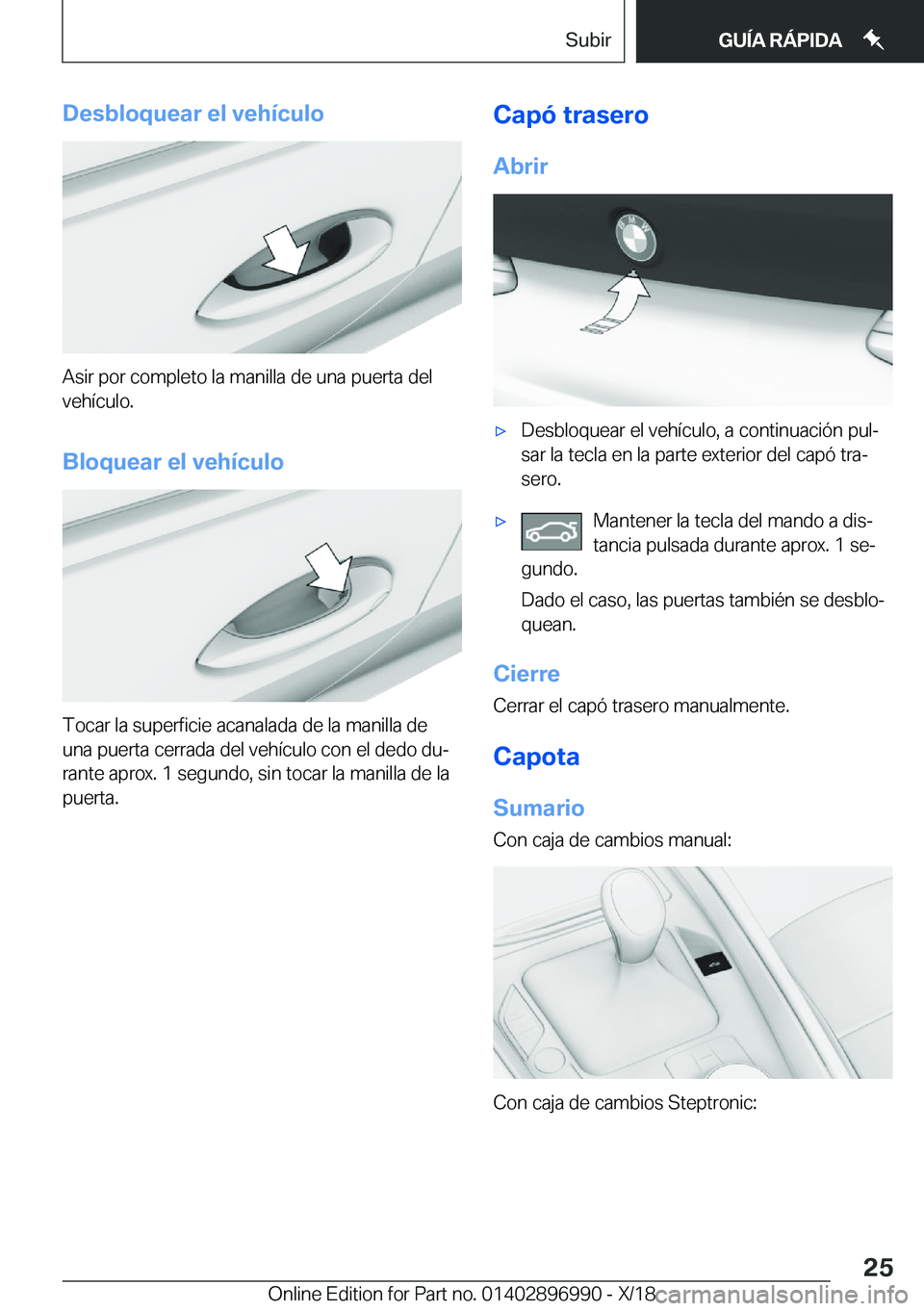 BMW Z4 2019  Manuales de Empleo (in Spanish) �D�e�s�b�l�o�q�u�e�a�r��e�l��v�e�h�