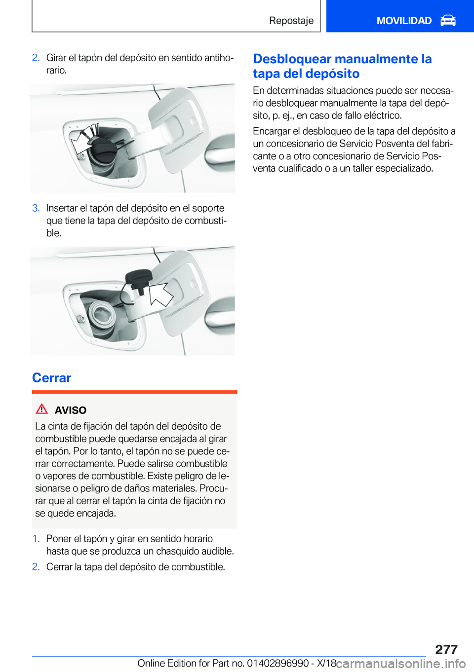 BMW Z4 2019  Manuales de Empleo (in Spanish) �2�.�G�i�r�a�r��e�l��t�a�p�